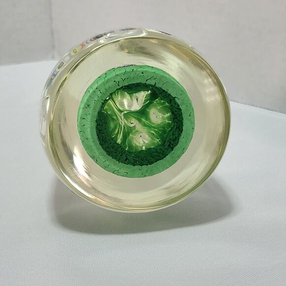 Teardrop Egg Shaped Bubbles Green Multicolor Art Glass Paperweight Stalagmites - Picture 13 of 16